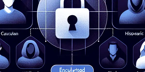 A digital marketplace showcasing a safe adult content store with diverse individuals, privacy features, and a welcoming atmosphere.