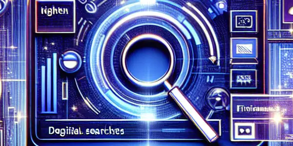 A futuristic digital interface displaying a search engine for high-quality adult content with privacy features.