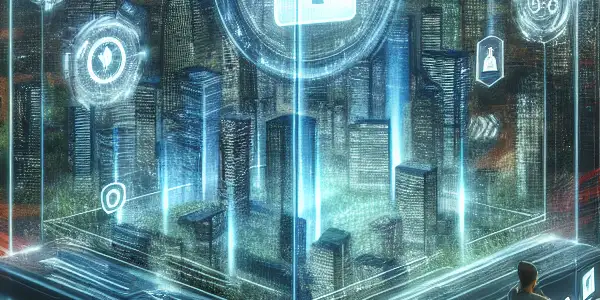 A diverse group of users engaging with devices in a secure, futuristic online rewards environment.