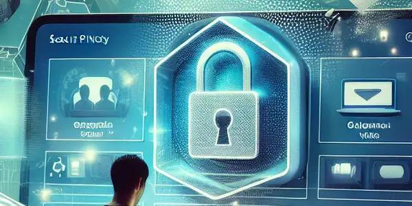 A high-tech interface showcasing a "Safe Passion Database" for adult content, emphasizing user privacy and security features.