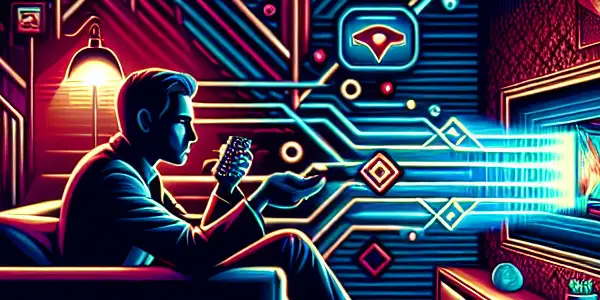 A cozy living room scene featuring a person watching adult content on a high-definition screen, symbolizing seamless viewing.